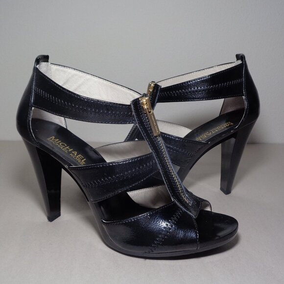 Michael Kors Size 6.5 M / Black / Leather / Heeled Sandals Women's Shoes - Picture 1 of 16
